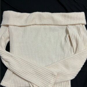 Elegant Off-Shoulder Cream Sweater